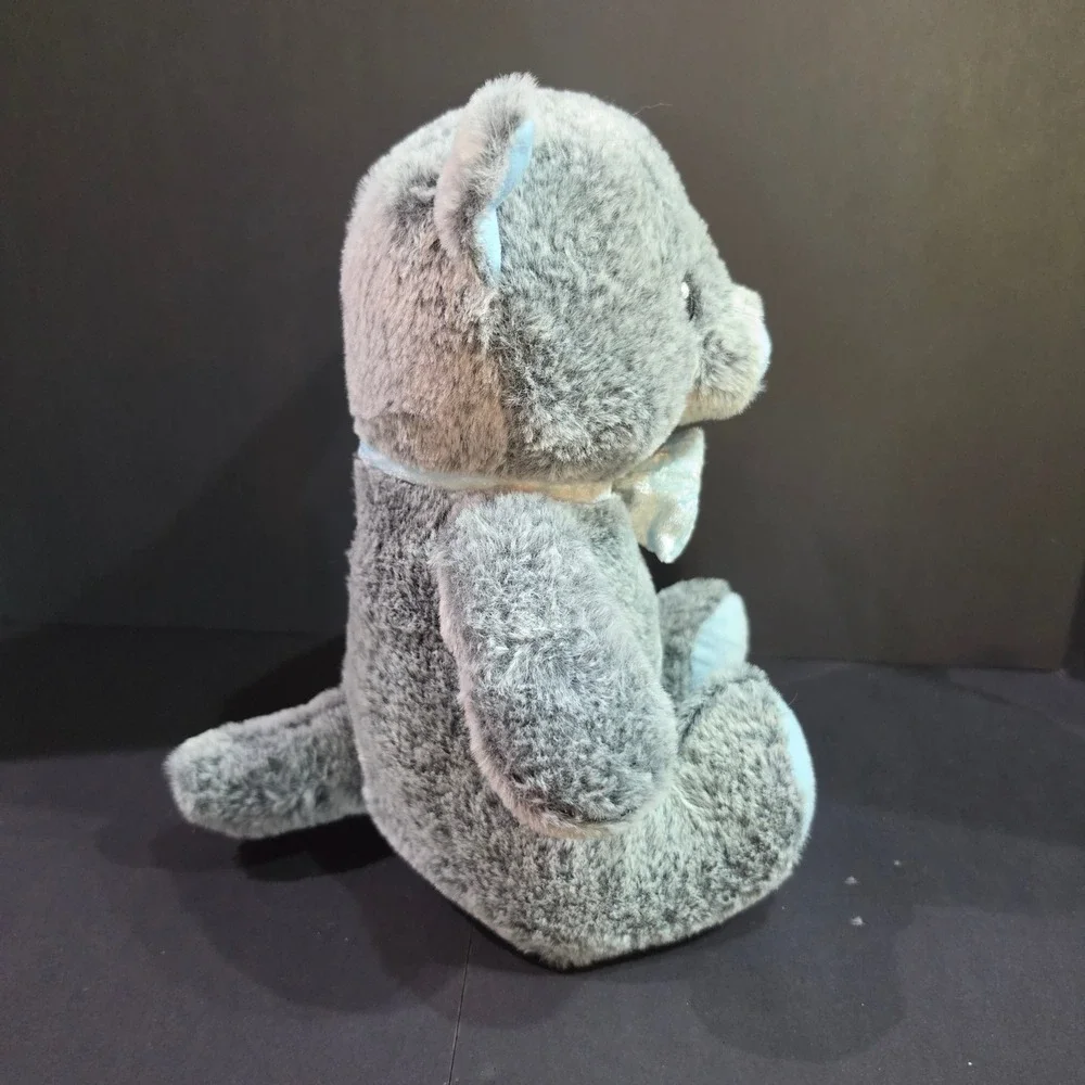 PetSmart Charities Lucky the Cat Grey & Blue Bow Squeaky Plush Dog Toy 11